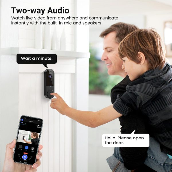 1080P Wireless Video Doorbell Camera, Night Vision, Intelligent AI Detection, Two-Way Audio, 2.4GHz Wi-Fi Support, Chime Included, Battery Powered, Cloud Storage (Sold Seperately) - Image 6