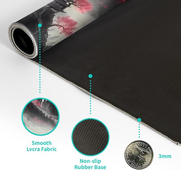 Japanese Desk Mat Red Full Moon Desk Pad Black Riverside Large Mouse Pad Gaming Mousepad Extended XL Keyboard Pad 31.5 x 11.8 in Laptop Computer Mouse Keyboard Mat for Office Desk Decor - Image 8