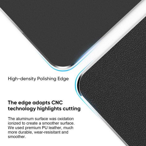 Mouse Pad, Black Hard Metal Aluminum Mouse Pad, Premium Dual-Side Waterproof Fast and Accurate Control Mousepad for Office, Home and Gaming, Small Size, 9"×7" - Image 6